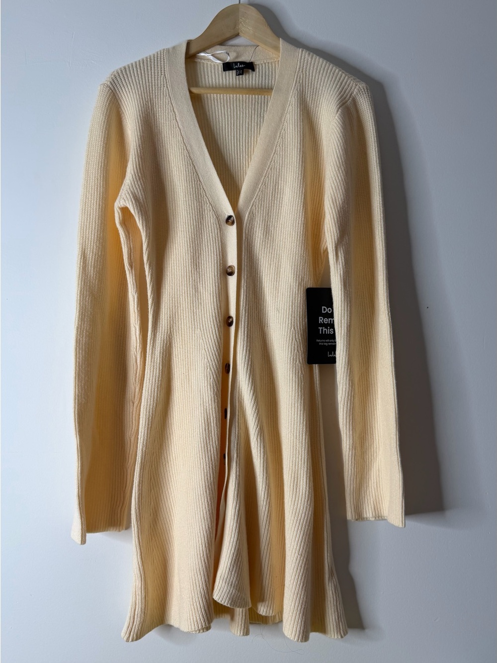 Lulu's Cream Long Ribbed Button-Front Cardigan